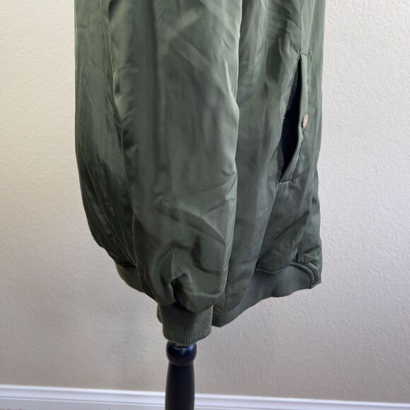 Wishlist women green long  zipper bomber  jacket  goth chic anime size L preppy - Picture 16 of 16
